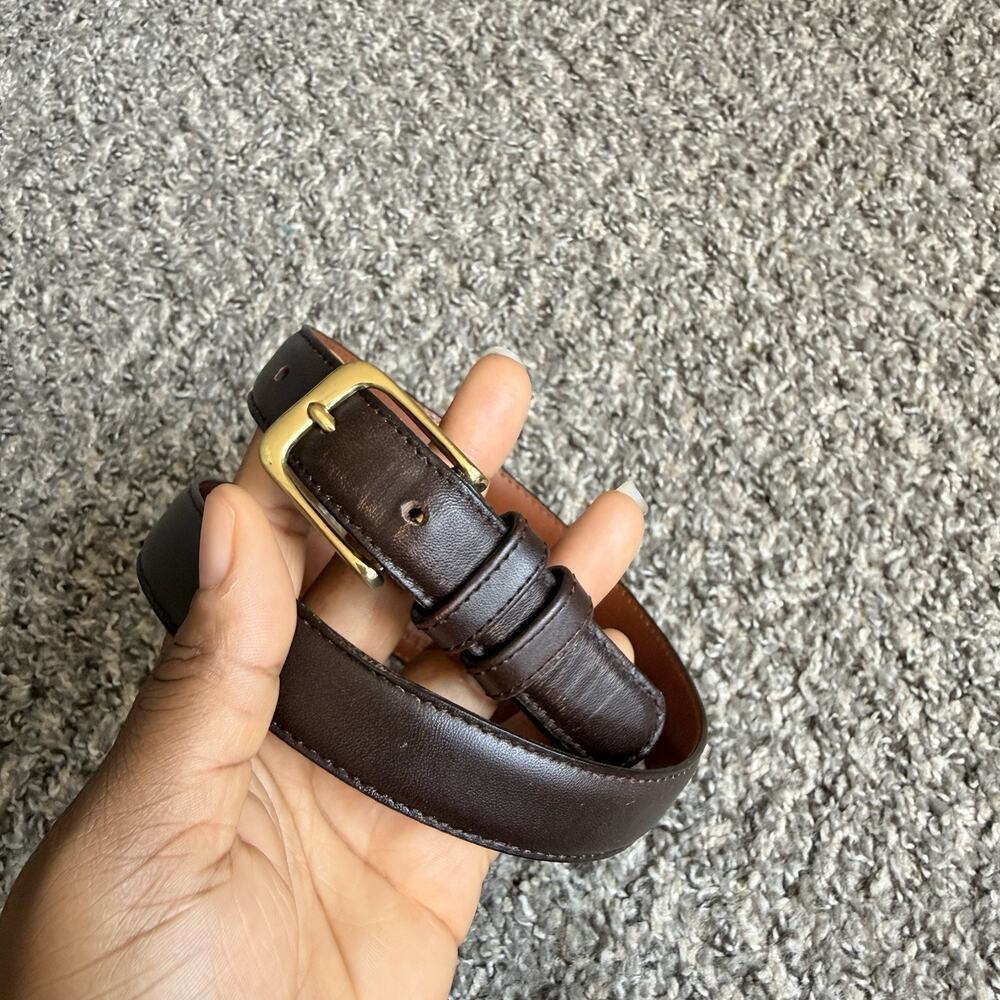 Coach 5700 Mocha Leather Belt Classic Womens Size 30 Burnished Cowhide Brass